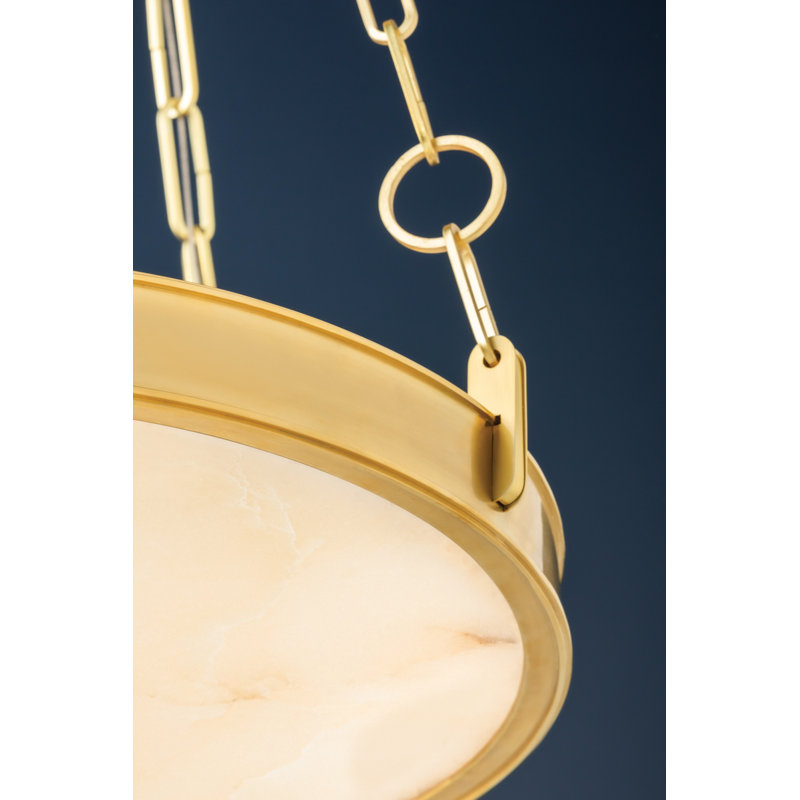 KIRBY 1 LIGHT CHANDELIER, Aged Brass, 3.5" H x 20" W x 20" D
