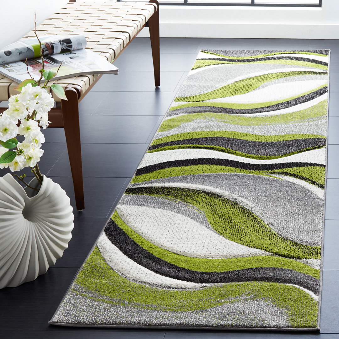 Dubach Abstract Machine Made Power Loom Polypropylene Indoor Area Rug in Gray/Green/White Wade Logan® Rug 