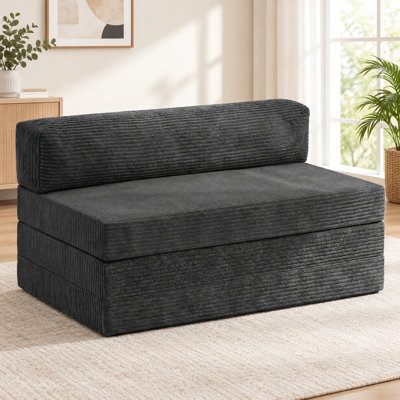 Folding Sofa Bed, Convertible Sleeper Chair With Pilow Foldable Matress, 2 In 1 Pull Out Loveseat Sofa Portable Fold Out Chair Bed Comfy Floor Couch Lounge For Living Room Bedroom, Twin, Gray