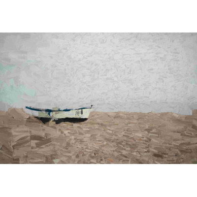 Bateau à rames sur la plage - reproduction sur toile tendue