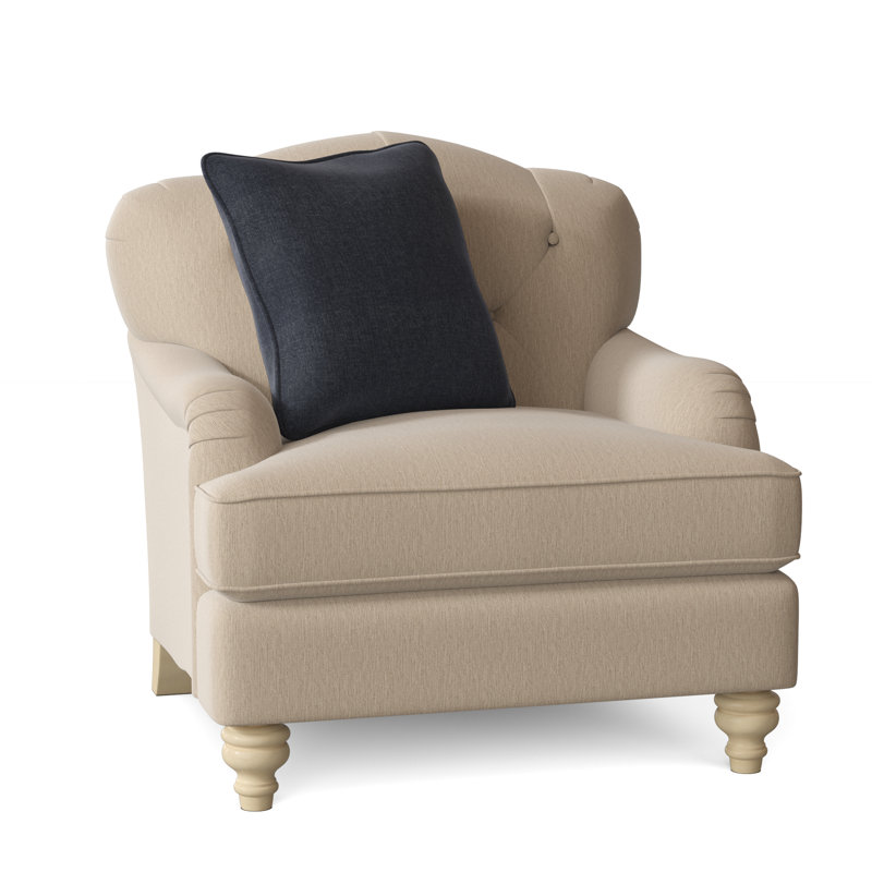 Fauteuil large capitonné 38 po Sullivan, Chenille performance beige Craftwood 10, Non, Manhattan