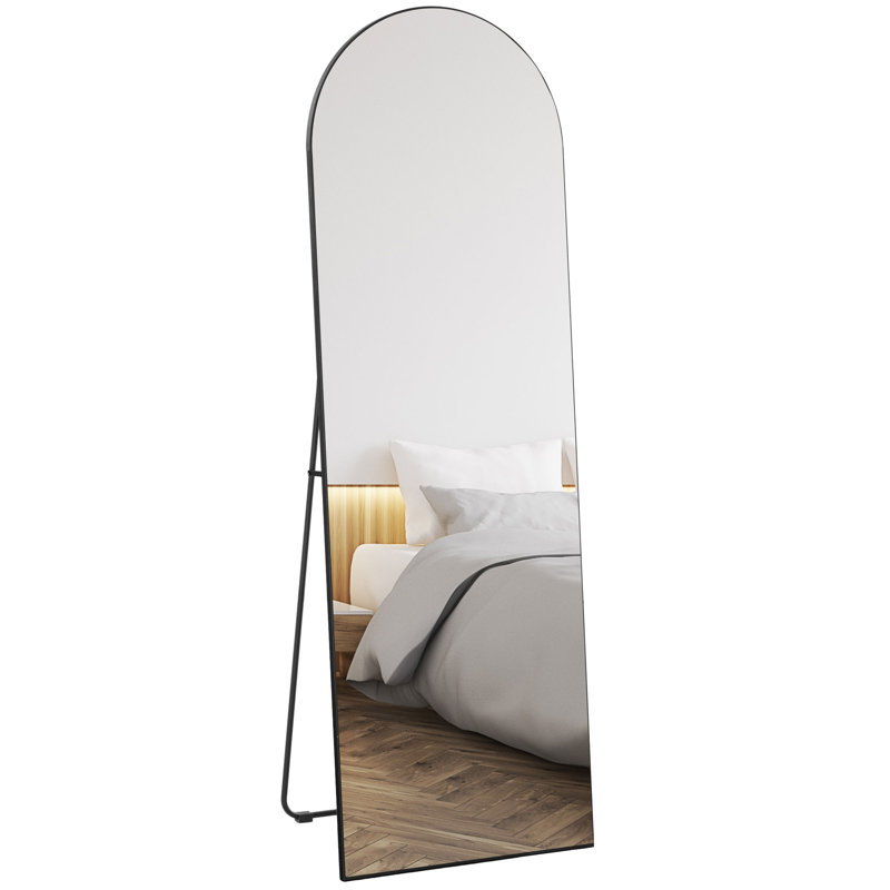 HOMCOM Arched Full Length Mirror Wall Mounted Leaning 50 x 150cm Black