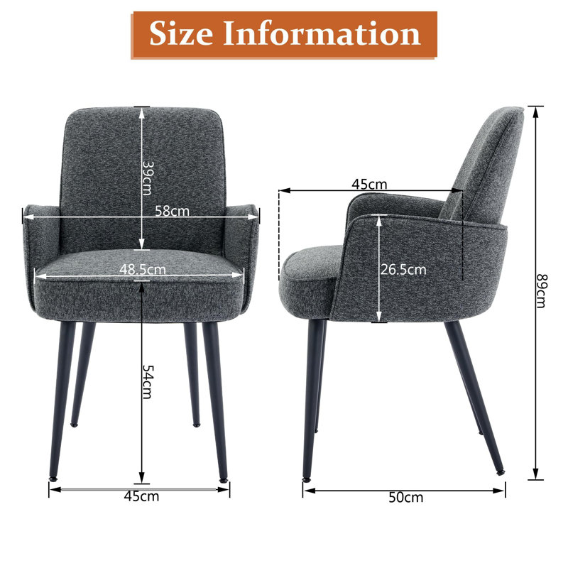 Gennadiy 54cm H Polyesterfaser Upholstered Metal Upholstered Back Side Chair, Black