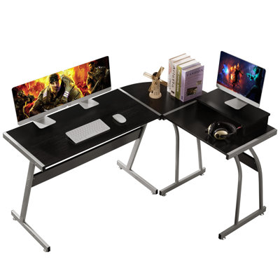 L-Shaped Metal Base Computer Desk