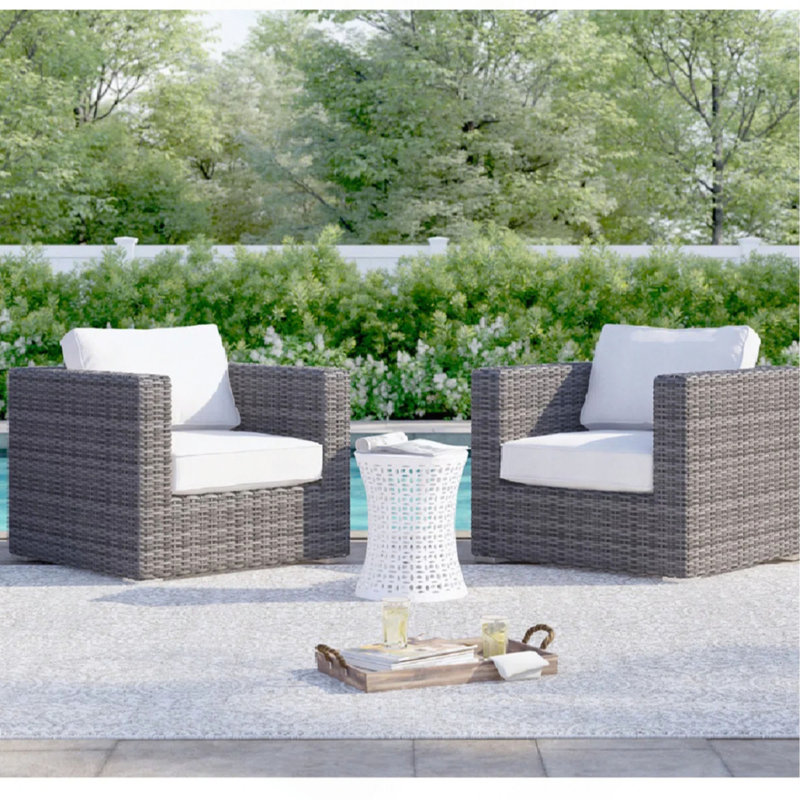 Ensemble de 2 fauteuils d'extérieur avec coussins entièrement assemblés