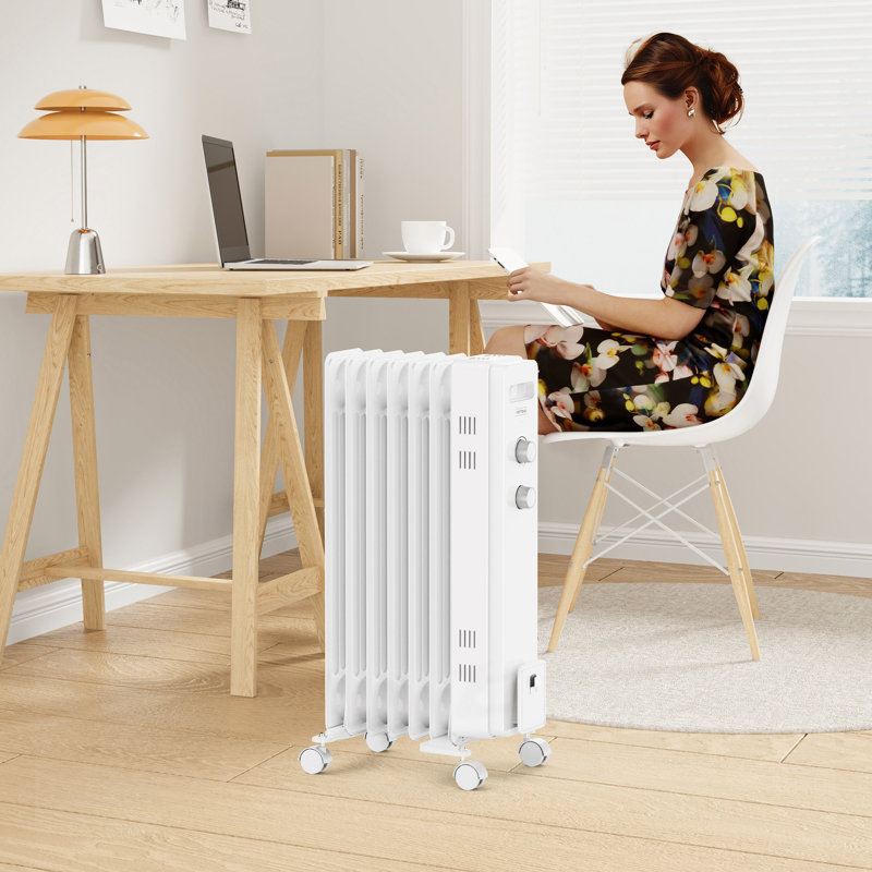 VonHaus 1500 Watt Electric Radiator Space Heater with Adjustable Thermostat