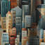 Beige et bleu Urban Cityscape Embrace - Rideau occultant en velours rayé rayé - 1 panneau-107545668