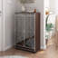 Armoires | Armoire de rangement à chaussures moderne à double porte avec miroir, finition brun noyer, bordure argent brossé, compartiments réglables | Verre, panneau de fibres à densité moyenne | Hall d'entrée