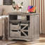 Ensemble de 2 tables de bout Brisson l 23,6 po avec station de charge, table d'appoint avec 2 tiroirs et porte de grange, table de chevet en bois pour chambre à coucher et salon Brisson-605576632-714214606