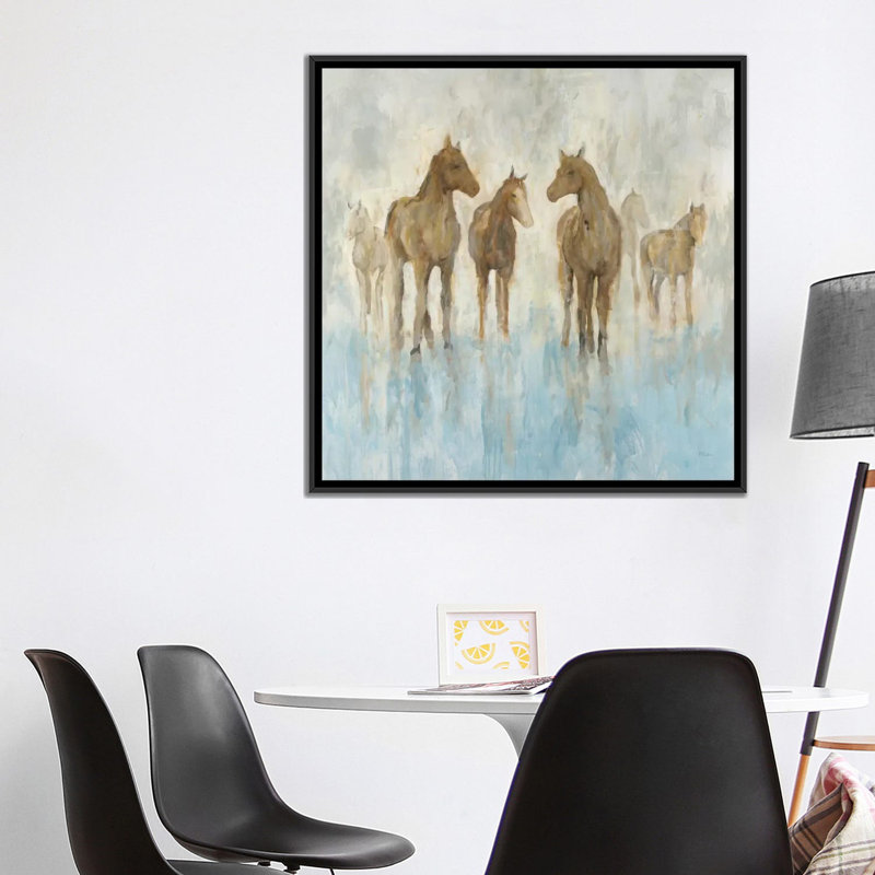 «Horses», reproduction sur toile, H 18 po x l 18 po x P 1,5 po, Toile avec cadre noir, Pas de tapis