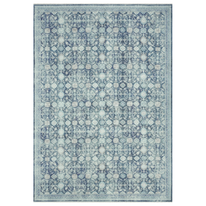 Aldora Glacier Indigo Power-Loomed Cotton Area Rug, Rectangle 2' x 3'