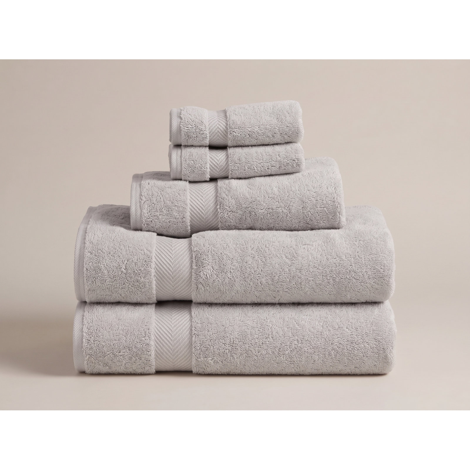 Rane Plush Cotton 6-piece Towel Set, Soft Gray