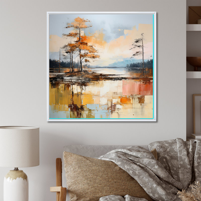 «Lake Summer Charm» sur toile, H 30 po x l 30 po x P 1 po, Cadre flottant blanc