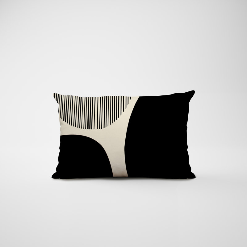 Housse et insert de coussin rectangulaire intérieur / extérieur en polyester / mélange de polyester Chamu, Noir / bleu marine