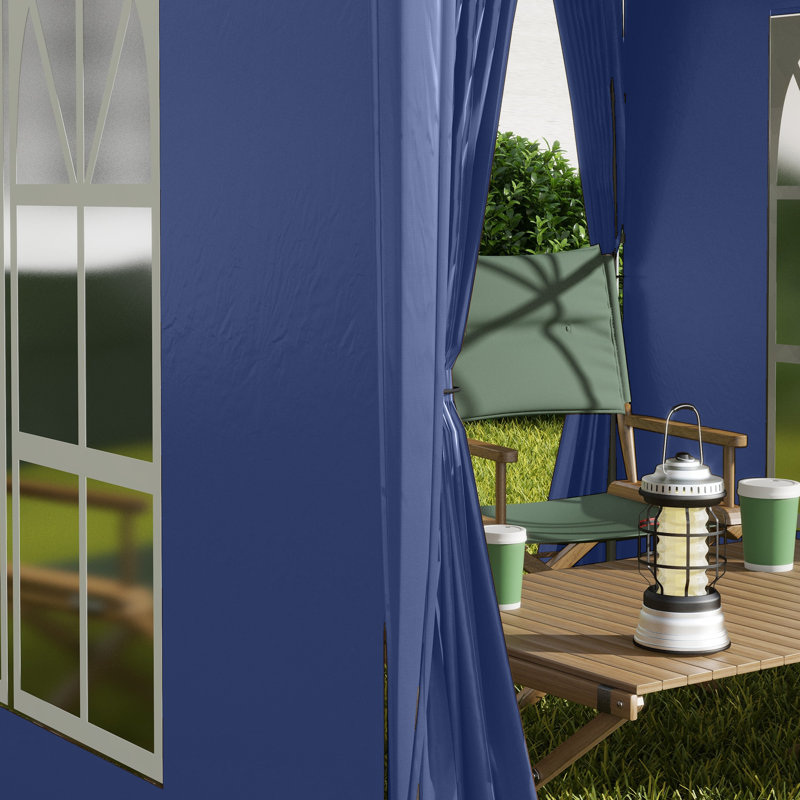 2x2m Pop Up Garden Gazebo, Waterproof Party Tent Marquee With Removable Sidewalls, Windows & Carry Bag, Blue