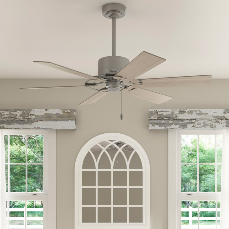 Gilrock 52" 6 - Blade Ceiling Fan with Pull Chains, Matte Silver