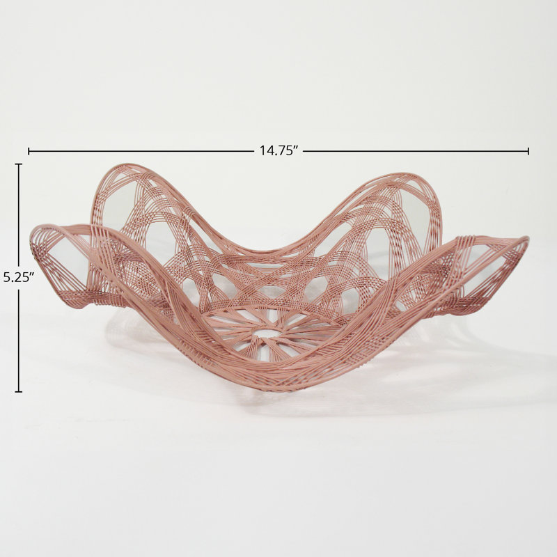 Papillon Iron Wire Tray, Coral, 14.75"