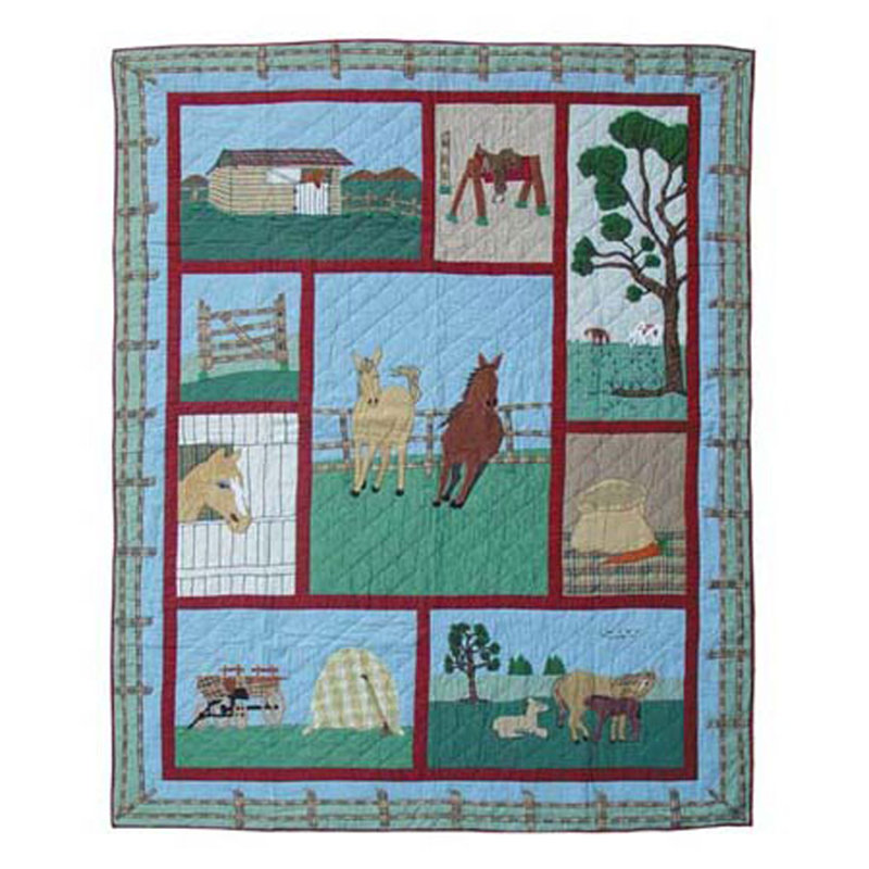 Horse Rustic Cotton Animal Print Quilt, Queen