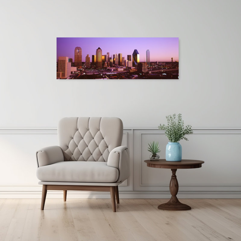 Dallas Texas USA 1 Piece Wrapped Canvas Panoramic Wall Art, 30.48 cm H x 91.44 cm W
