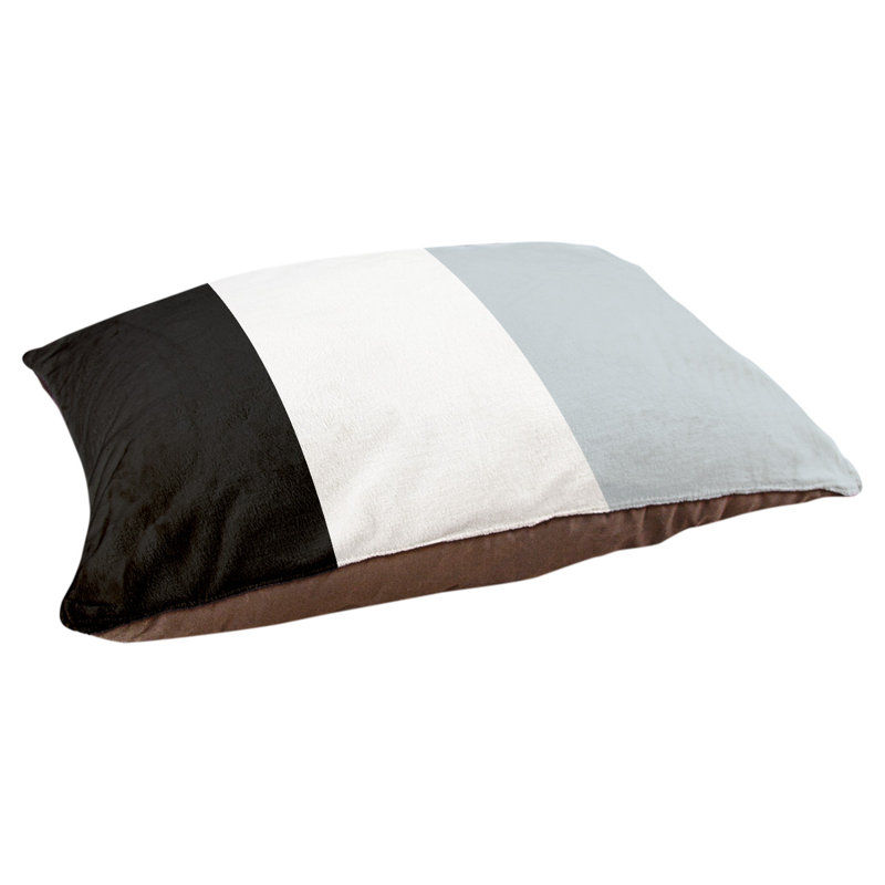 Coussin rectangulaire designer New York Bronx, Grand (L 40 po x l 50 po), Noir / blanc / argent