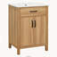 Meuble-lavabo de 61 cm (24 po) avec cadre en bois massif, tiroir rabattable, 2 portes à fermeture douce avec rangement intégré et tablette réglable-287362351