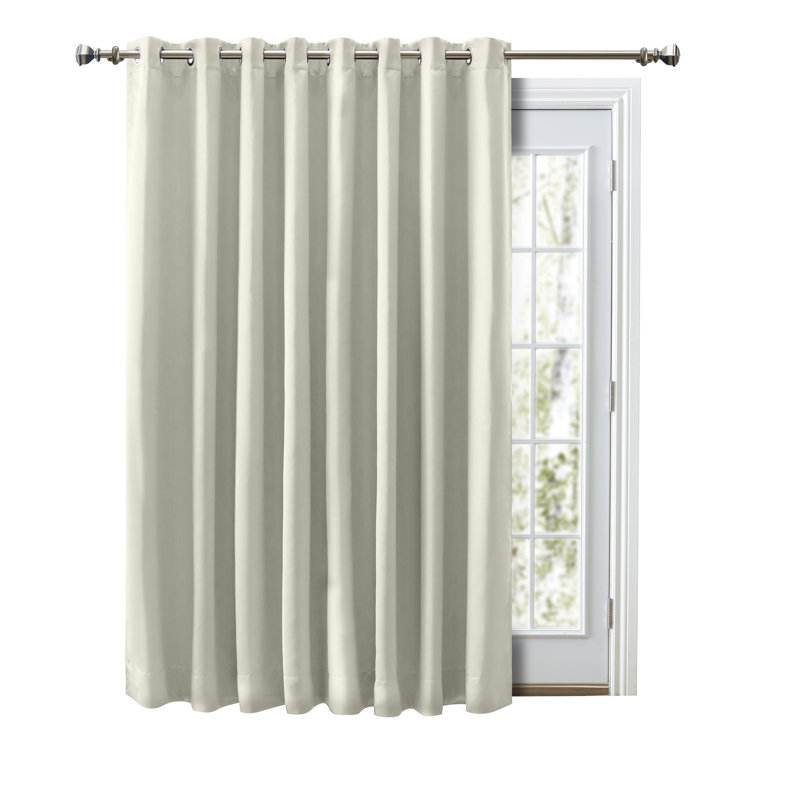 Ardelle Blackout Single Curtain Panel, Ivory with Brushed Nickel Grommets, 112" W x 84" L