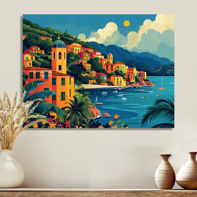 Orange, bleu, riviera italienne, art mural Italie