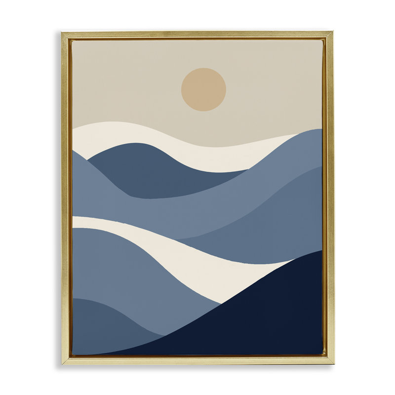  «Moon over Blue Hills», art mural encadré par Daphne Polselli, H 21 po x l 17 po, Cadre flottant métallique doré