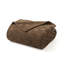 Folded mocha brown throw blanket with a textured checkered knit pattern