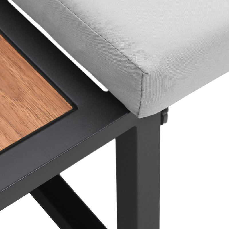 Light Grey, Black, Wood, Fabric, Wood Large Seats Many
