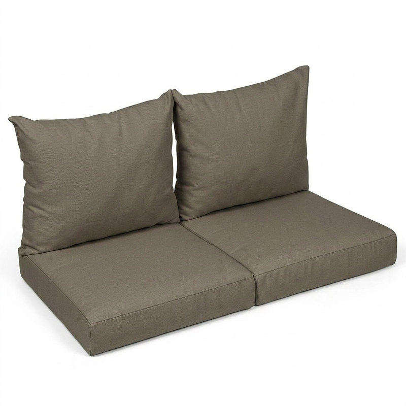 Sunbrella Outdoor Solid Loveseat Pillow and Cushion Set, 23.5 in W x 23 in D x 5 in H, Sunbrella - Canvas Taupe