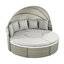 Lit de jour extérieur toutes saisons avec toile en PE, gris, pare-soleil rétractable, structure stable, table réglable, literie confortable, parasol, tissage bicolore gris, oreillers et coussins en mousse-1011131137
