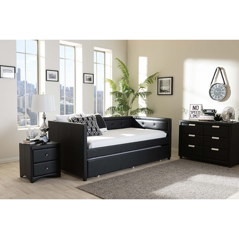 Lit de jour simple avec couchette Wulfsohn, Noir