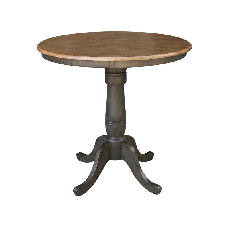 Table de salle à manger en bois massif Mosteller, H 36 po x l 36 po x P 36 po, Hickory / charbon délavé