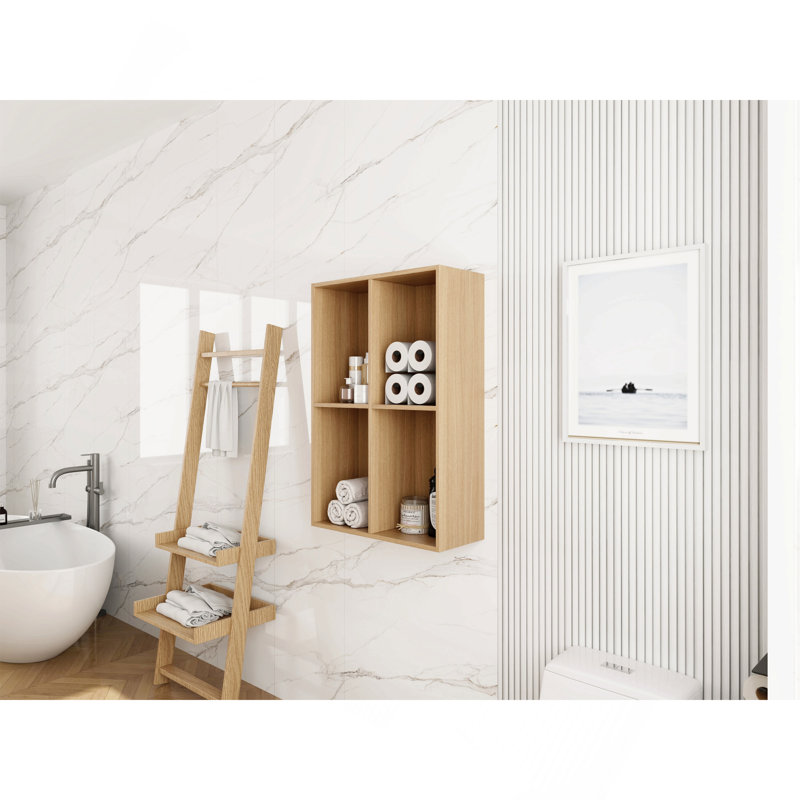 Petites tablettes de rangement murales de 24 pouces, convenant à une petite salle de bain, bureau, pièce de rangement, chêne original