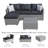 Southerland 3-Piece All-Weather Wicker Modular Sectional Set with Cushions & Glass Table Top-1243617166