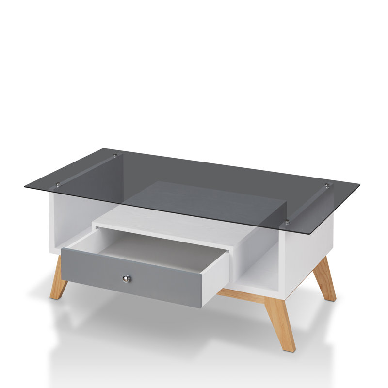 Four Leg Coffee Table with Storage, Grey