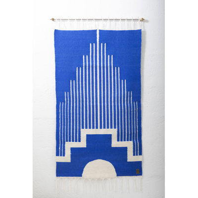 Centro Sheep Wool Handwoven Tapestry, Aged Bronze Wall Mount, Terracota & Ivory