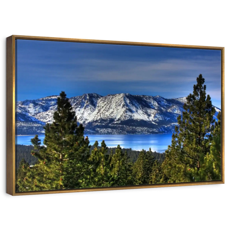 Lac Tahoe, Sierra, Cadre flottant doré, 31 po x 21 po