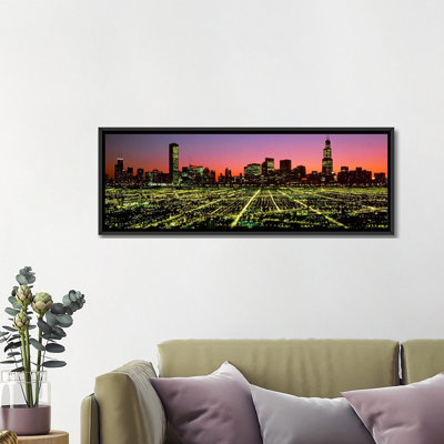 «Illinois, Chicago, High Angle View of the City at Night», reproduction de photo sur toile