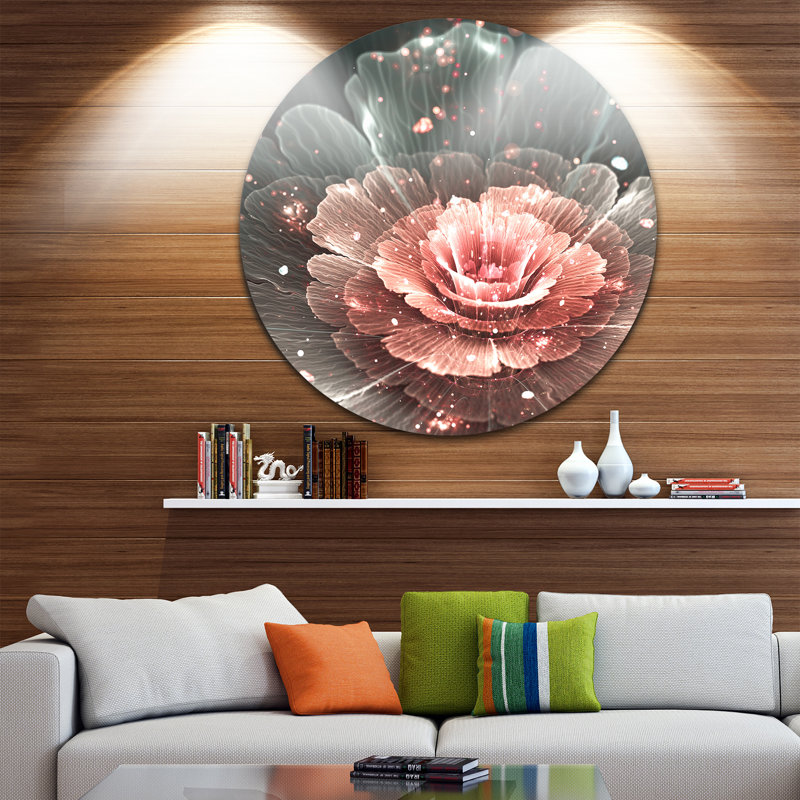 « abstract fractal rose rose floral », impression sur métal, H 38 po x l 38 po x P 1 po