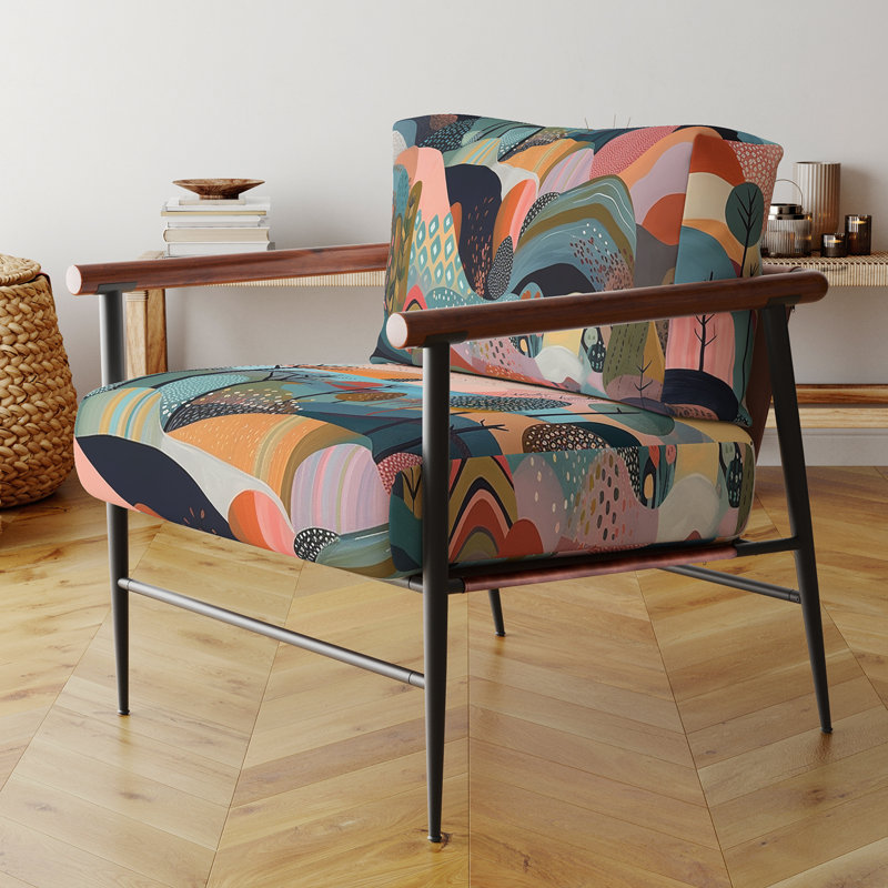 Fauteuil d'appoint rembourré rose et bleu Minimalims Explosion, Doré