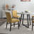 Roundhill Furniture Edo 5-Piece Dining Set, Round Trestle Table And 4 Upholstered Chairs, Gray And  Yellow-241755315