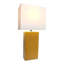 Lampe de table en cuir 21 po avec abat-jour rectangulaire en lin blanc-81096638-105865462-105848919