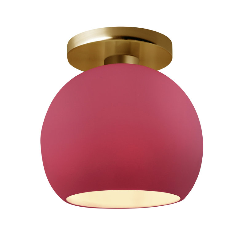 Plafonnier semi-encastré Radiance, H 9 po x l 10 po x P 10 po, Cerise / noir mat, Laiton brossé