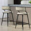 ENSEMBLE DE 2 tabourets de bar à hauteur de comptoir en velours côtelé avec dossier, base en chrome doré et repose-pieds-1995816106