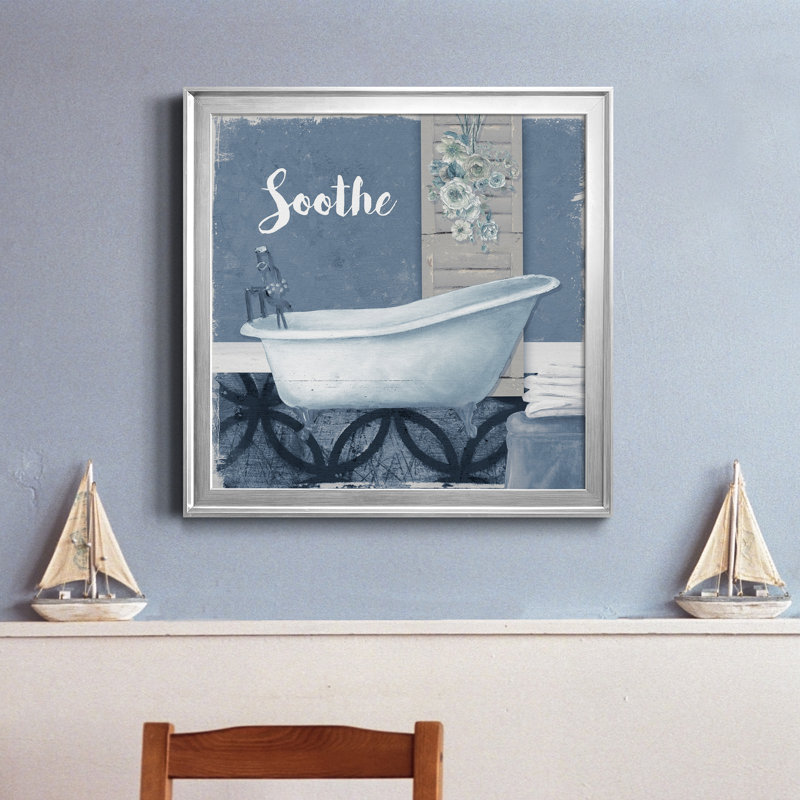 Soothe - Peinture sur toile encadrée, H 22,5 po x l 22,5 po x P 1,5 po, Toile encadrée argentée