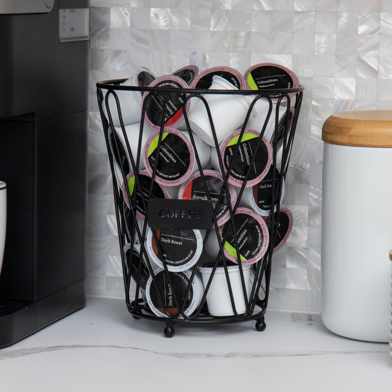 Matte Black Steel Coffee Pod Storage Basket