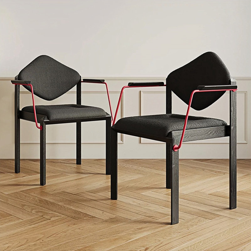 Black Solid back side Chair(Set of 2)