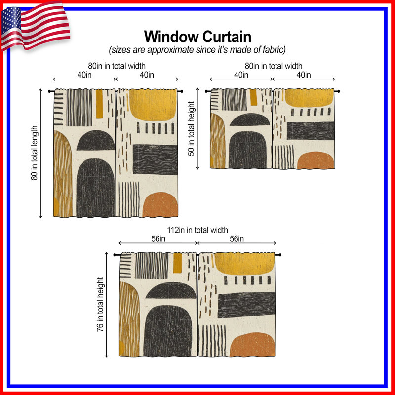 Rideaux abstraits abstraits et transparents - 2 panneaux, 56 po x 76 po - 2 panneaux, Obscurcissement de chambre